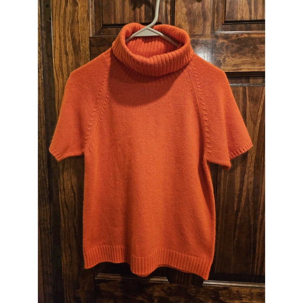 Ellen Tracy Lambswool Angora Rabbit Cashmere Mix Orange Turtleneck Medium